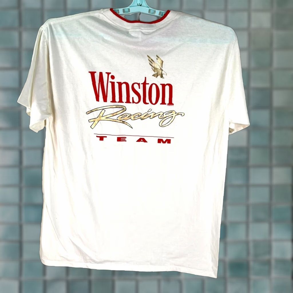 Vintage Vintage Winston NASCAR Racing Team T-Shirt Men XL White Cotton Logo Graphic Tee Size US XL / EU 56 / 4 - 1 Thumbnail