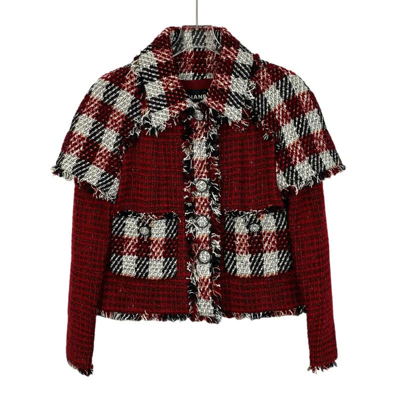 Chanel Chanel Red Tweed Women's Jacket 0089 Size XS / US 0-2 / IT 36-38 - 1 Thumbnail