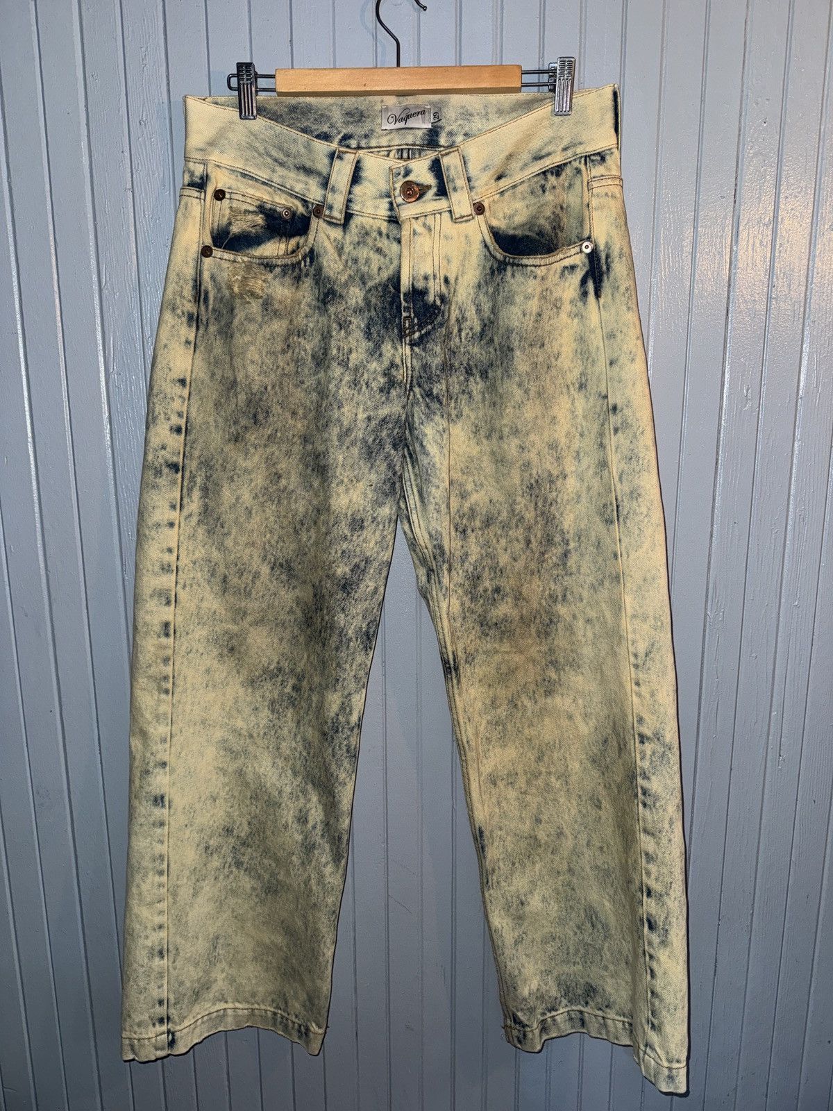 Vaquera Vaquera Distressed Acid Wash Baggy Denim Made In Italy Size US 29 - 1 Thumbnail