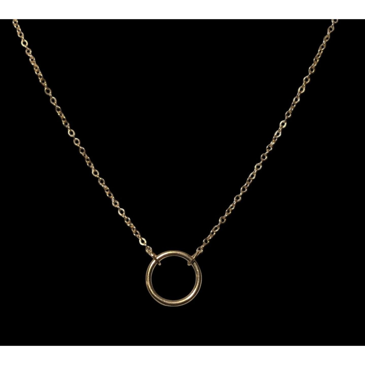 Other Minimalist Gold Tone Hoop Pendant Chain Necklace Size ONE SIZE - 2 Thumbnail