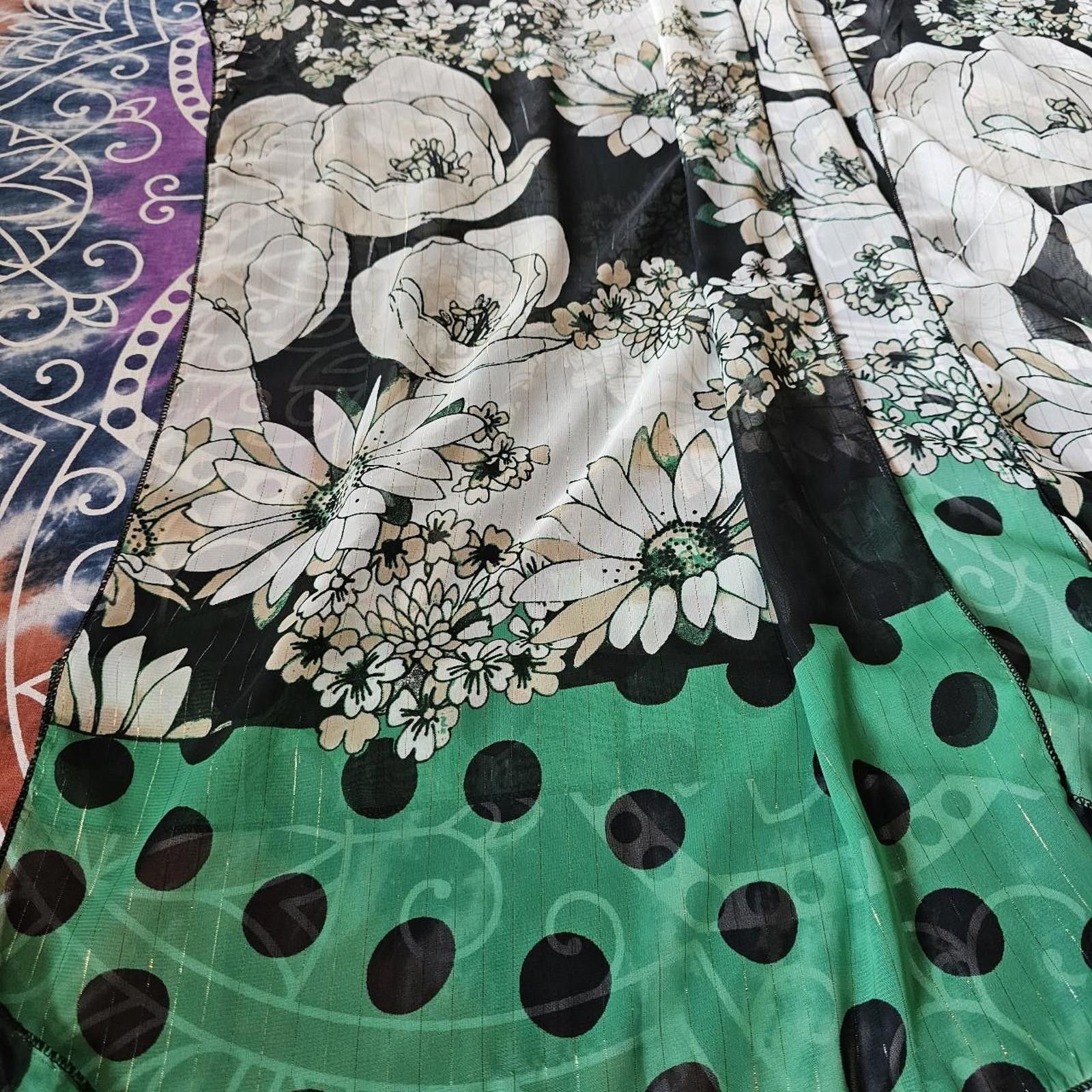 Designer Women's Black and Green Sheer Komono Size ONE SIZE - 2 Thumbnail