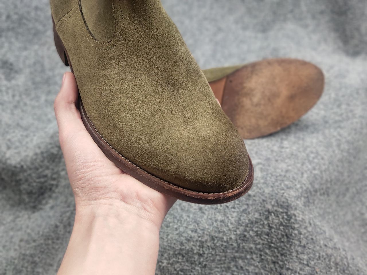 Vintage Via Roma 15 Designer leather shoes green Flat Ankle Boots Size US 11 / IT 41 - 19 Thumbnail