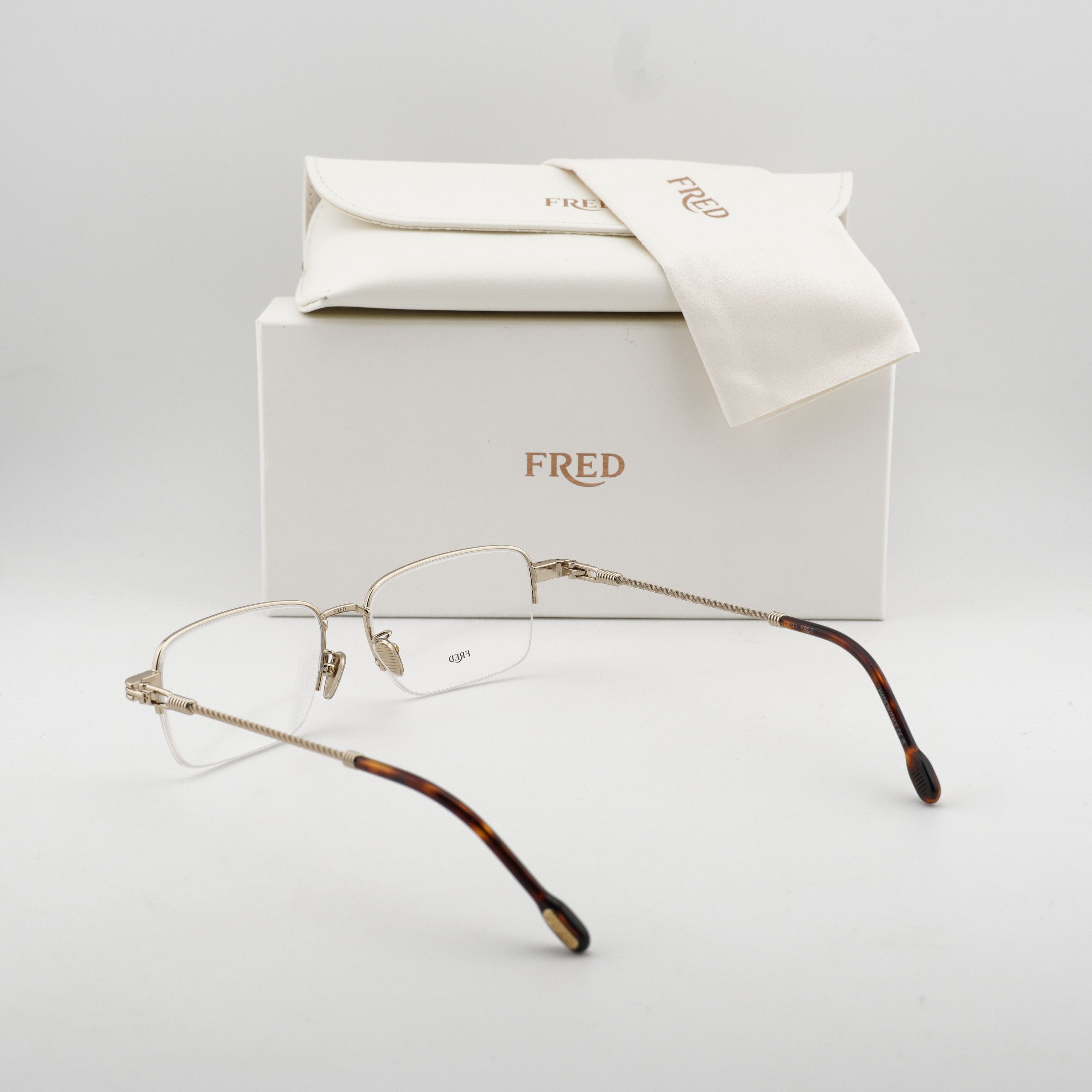 FRED Fred FG50048F 032 Men Eyeglasses Gold 55mm Rectangle Frame Size ONE SIZE - 10 Thumbnail