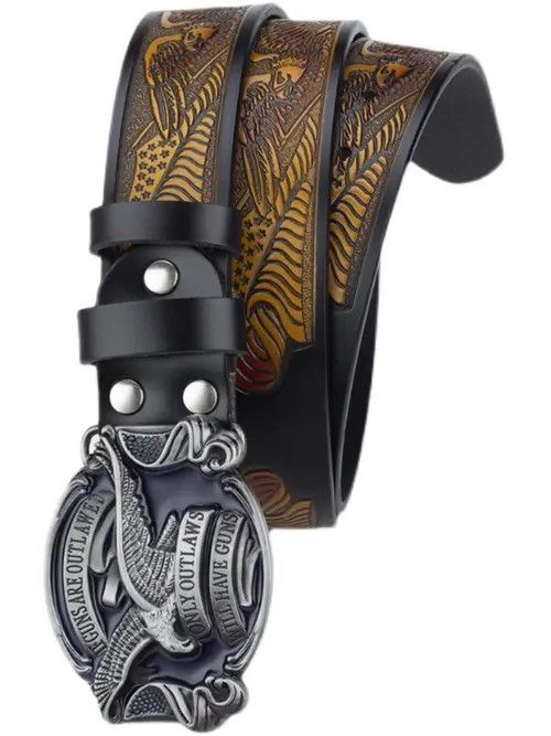 Designer Crazy Vintage Belt Riveted Belts Menswear Accessories Size ONE SIZE - 1 Thumbnail