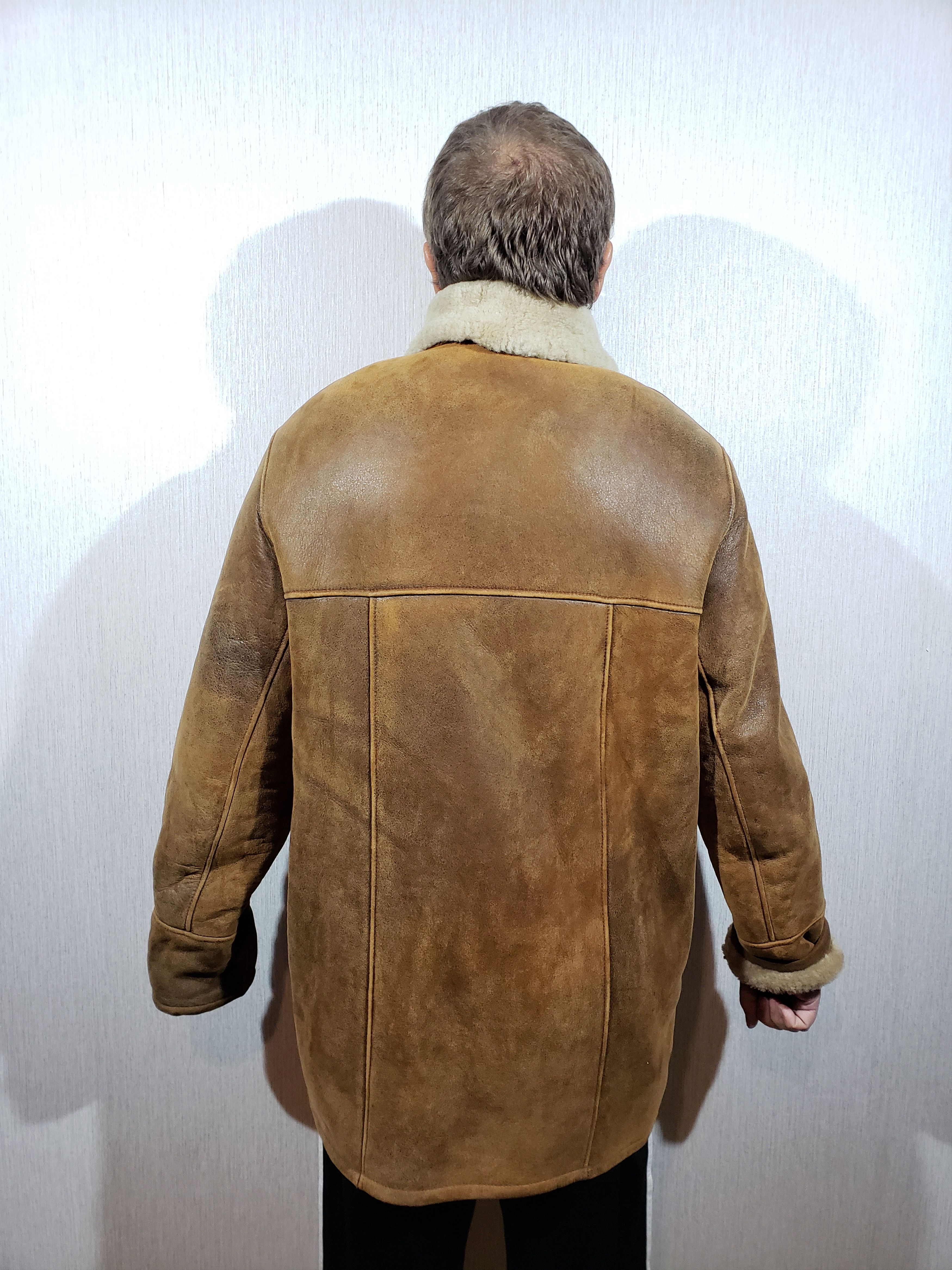 Other Brown men's sheepskin coat with buttons. Size US L / EU 52-54 / 3 - 4 Thumbnail