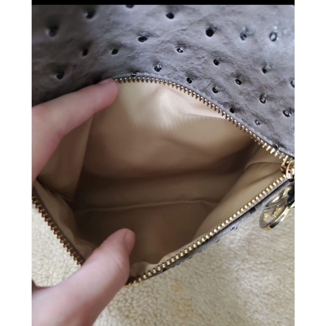 Giani Bernini Giani Bernini Ostrich-Embossed Tote Bag Purse Gray Size ONE SIZE - 10 Thumbnail
