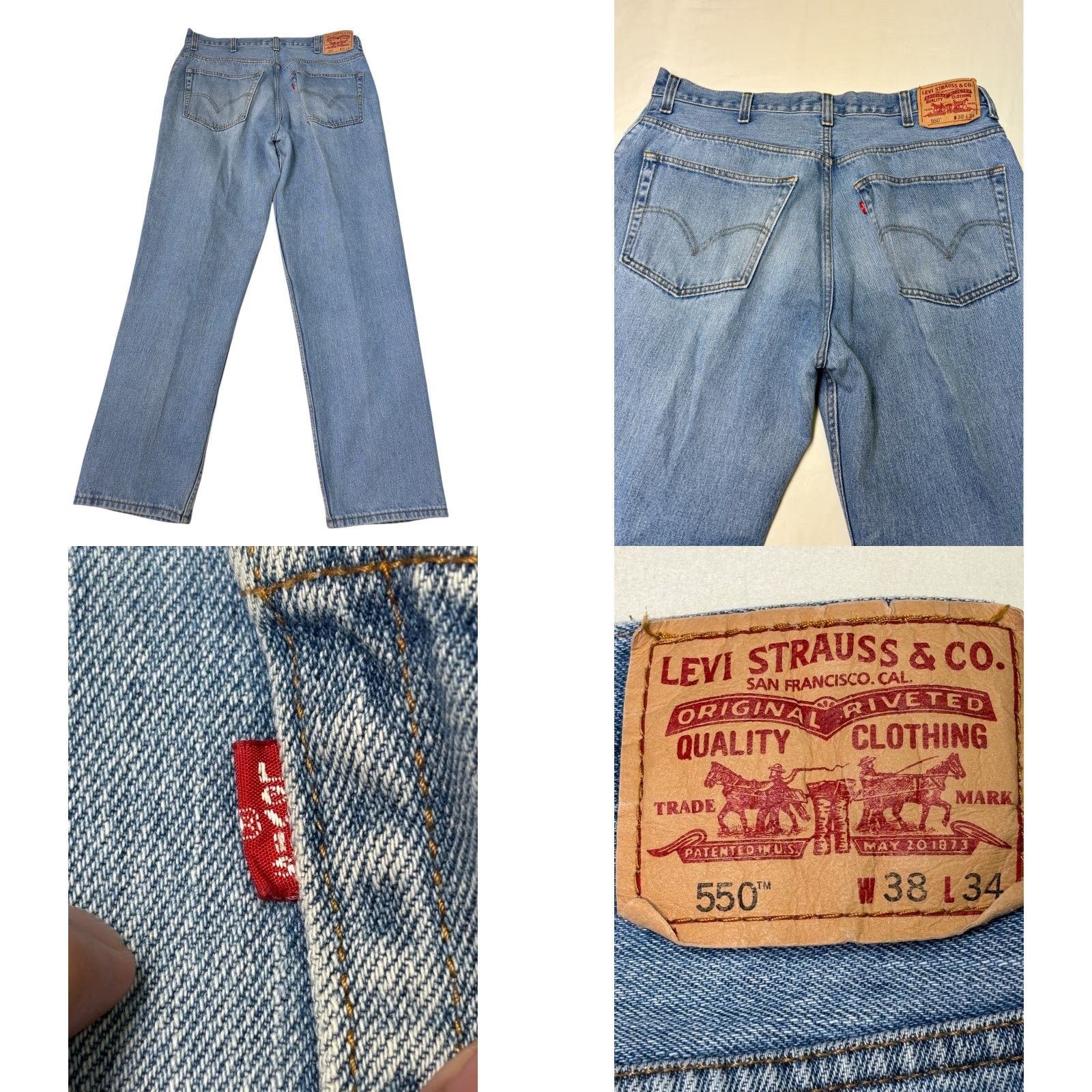 Levi's Levi's 550 Jeans Relaxed Fit Light Wash Mens 38x34 Jeans Cotton Denim Stretch Relaxed Straight Blue 38 Mens Regular 34 Inseam Size US 38 / EU 54 - 8 Thumbnail