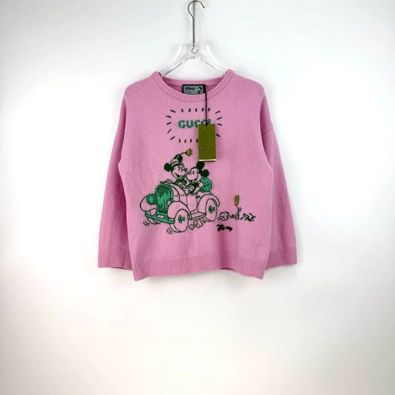 Gucci Gucci Pink co-branded classic logo Mickey Mouse wool sweate Size L / US 10 / IT 46 - 3 Thumbnail