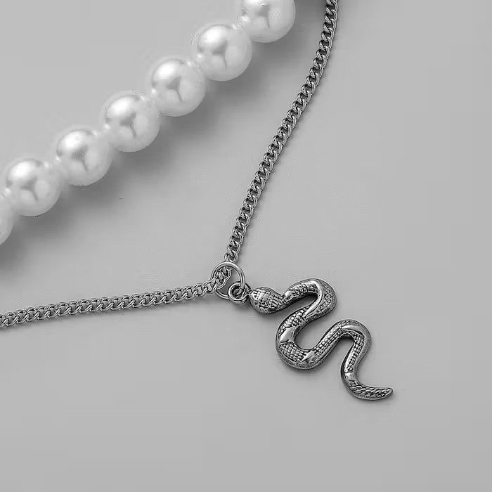 Jewelry × Vintage Snake Pearl Double Layered Necklace Size ONE SIZE - 3 Thumbnail