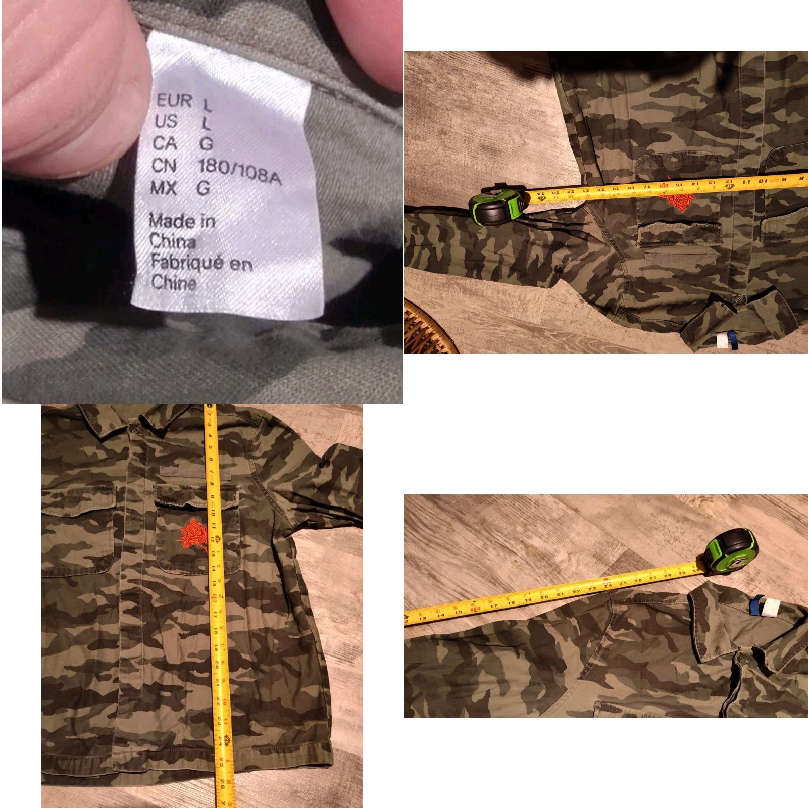 H&M VINTAGE H&M Divided Women's Camouflage Jacket Large Spring Fall Winter Green Orange Casual NYC Size L / US 10 / IT 46 - 8 Thumbnail