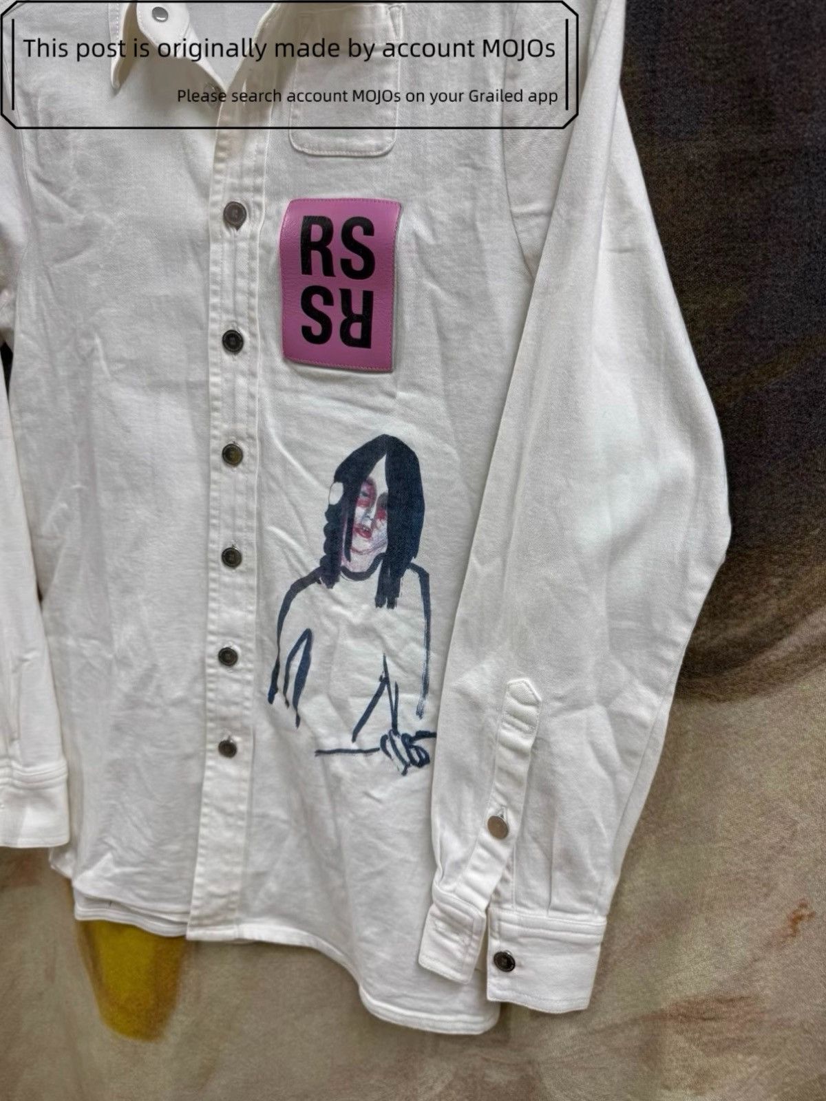 Raf Simons Sz XS Raf Simons Leather Patch Figure Print Shirt mojos030 Size US XS / EU 42 / 0 - 2 Thumbnail