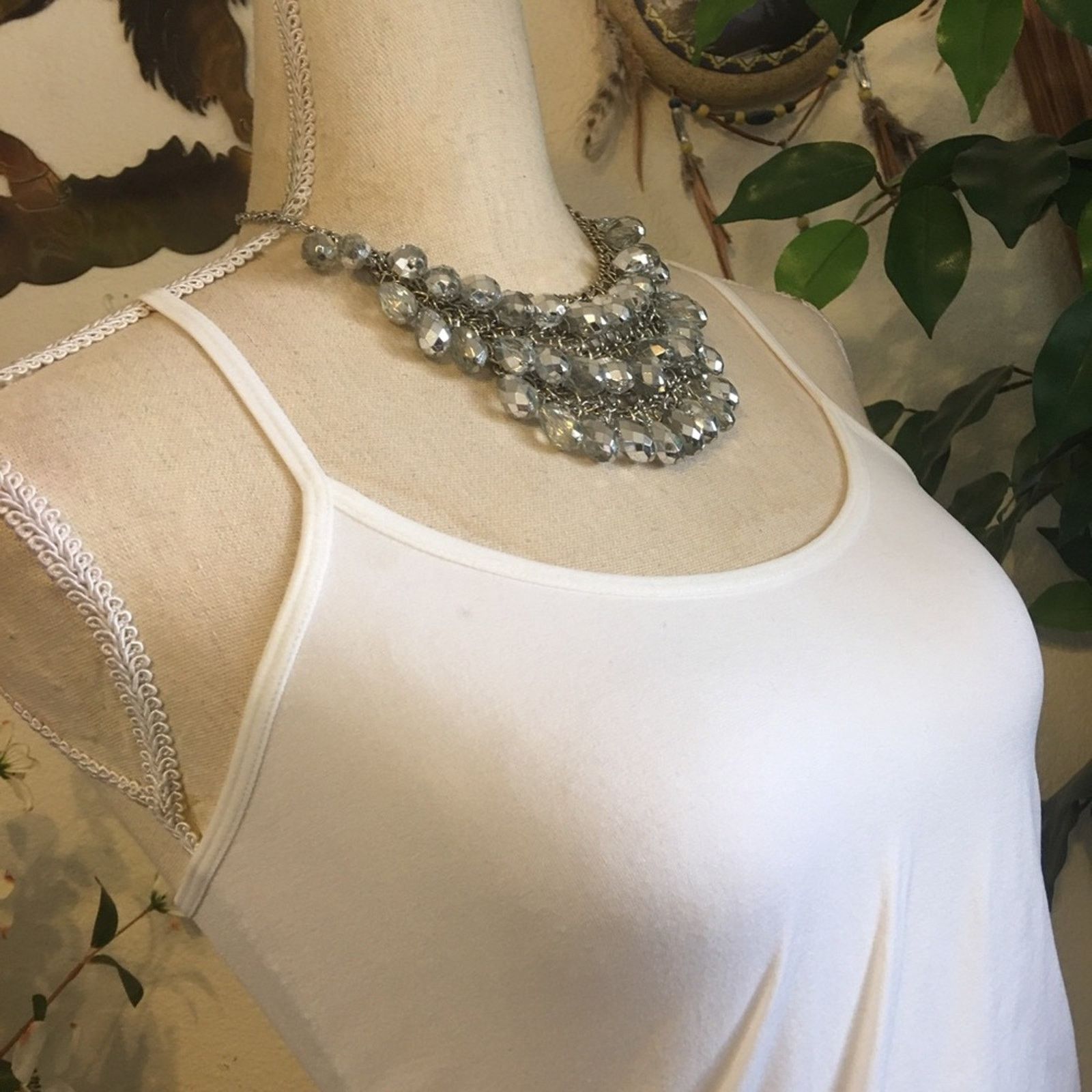 Jewelry Silver tear drop glass bauble stone bib necklace Size ONE SIZE - 2 Thumbnail