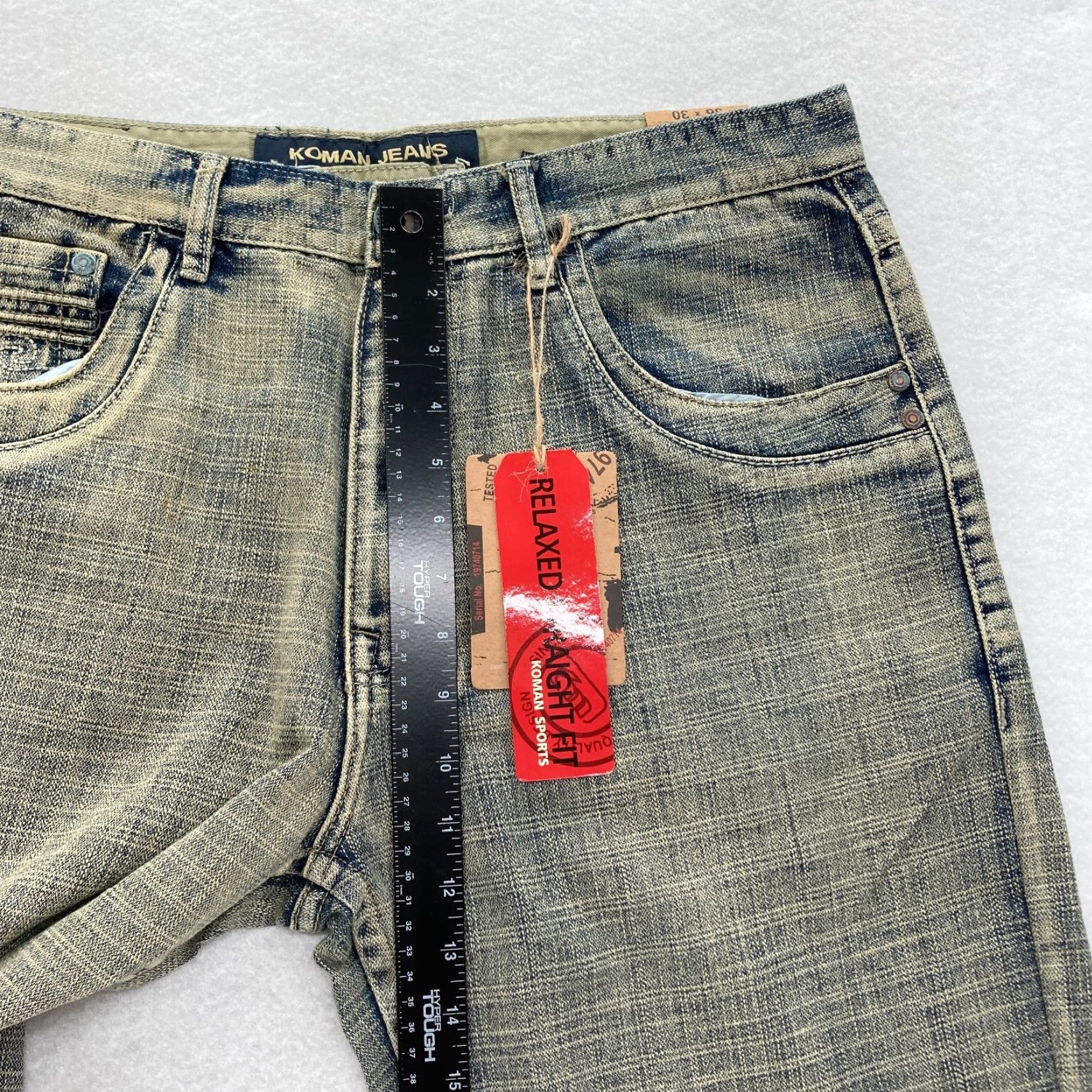 Denime Vintage Koman Jeans Mens 36x30 Relaxed Straight Blue Denim Flap Pocket Y2K NWT Denim Jeans Size US 36 / EU 52 - 7 Thumbnail