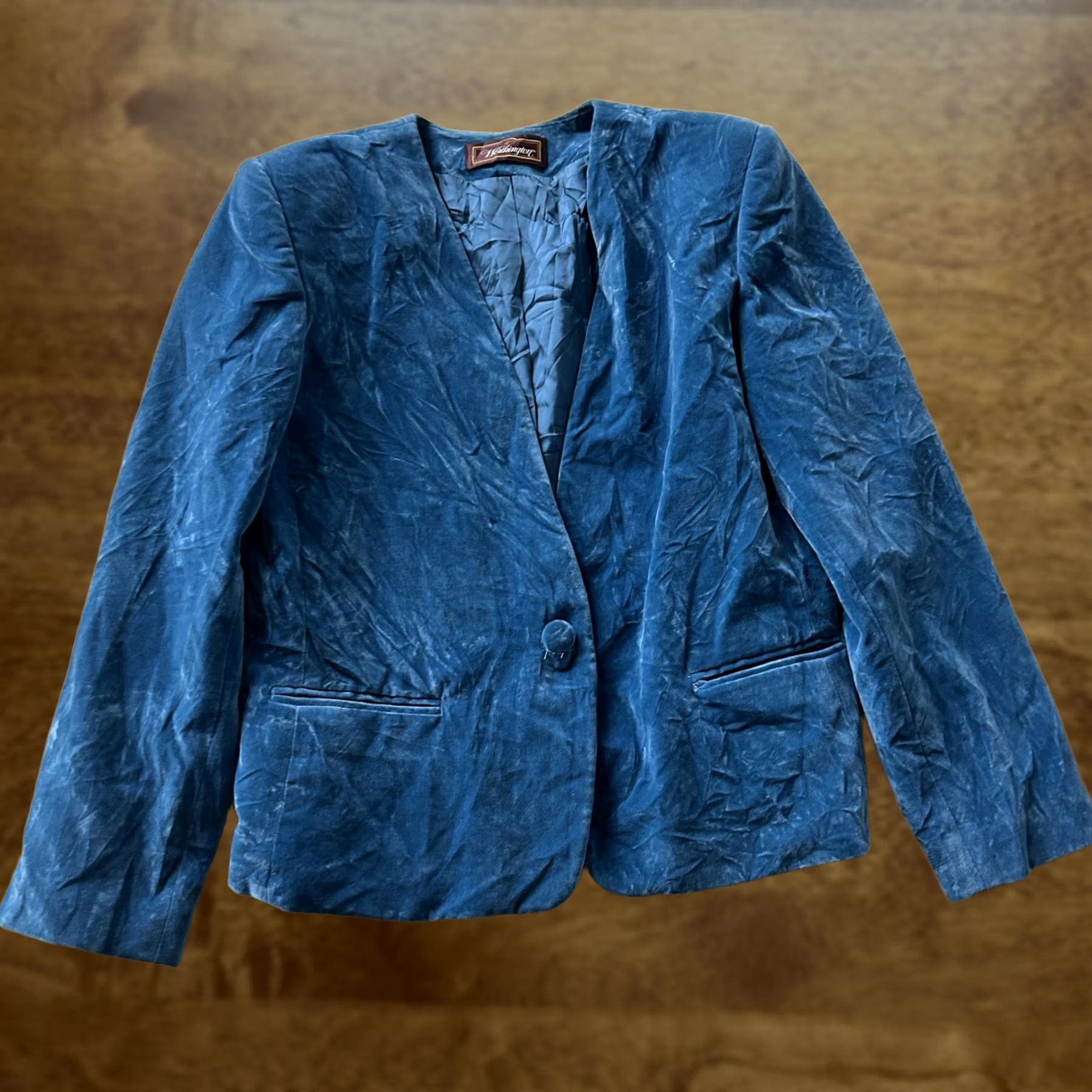 Worthington VINTAGE Worthington Blazer Jacket Womens 16 Blue Velvet Lined Party USA Blazer Womens Size 16 Blue Velvet Lined Party/Cocktail Size XXL / US 16-18 / IT 52-54 - 1 Thumbnail