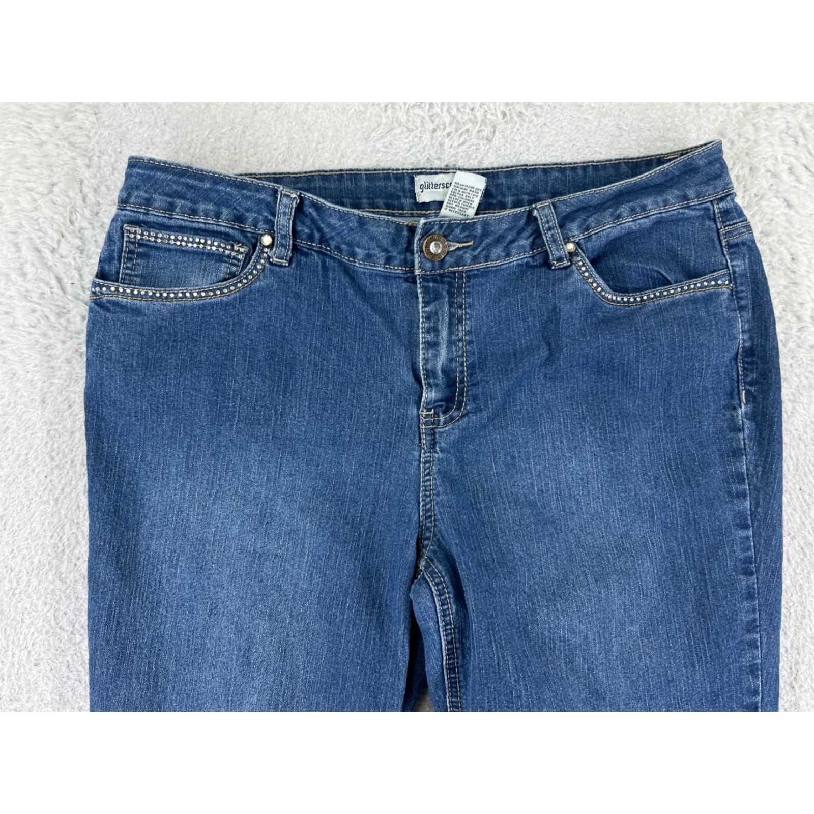 Vintage Glitterscape Jeans Womens 14 Blue Denim Bootcut Costton Blend Mid Rise Size 36" / US 14 / IT 50 - 6 Thumbnail