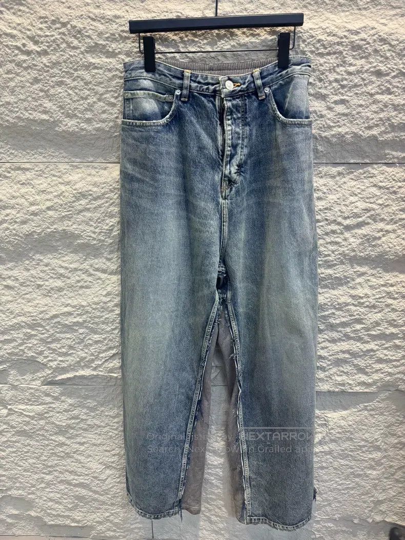 Balenciaga Balenciaga size S Patchwork Button Straight Denim Pants Size US 27 - 1 Thumbnail