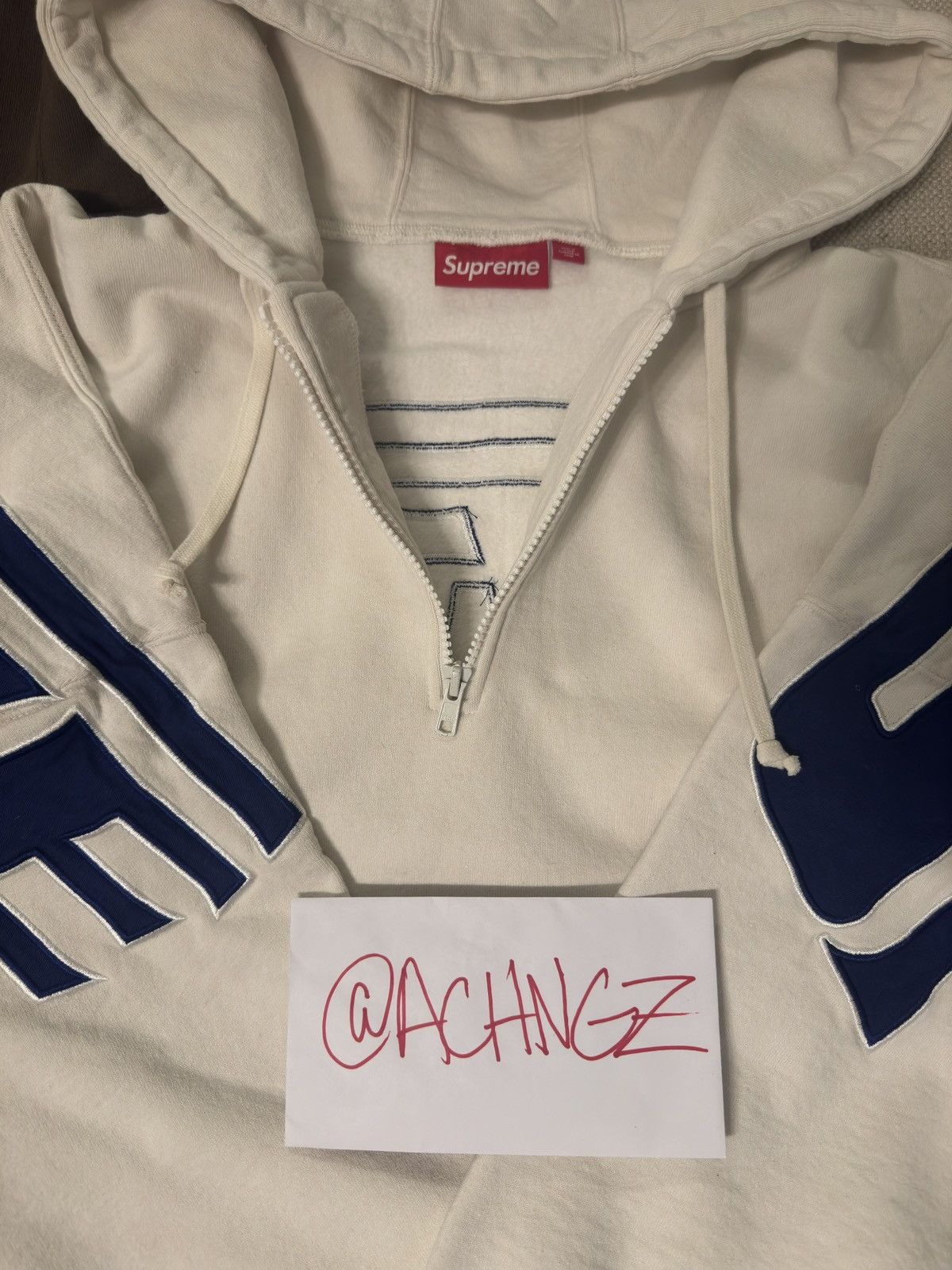 Supreme Supreme® Wrapped Half Zip Hooded Sweatshirt (White) Size US M / EU 48-50 / 2 - 6 Thumbnail