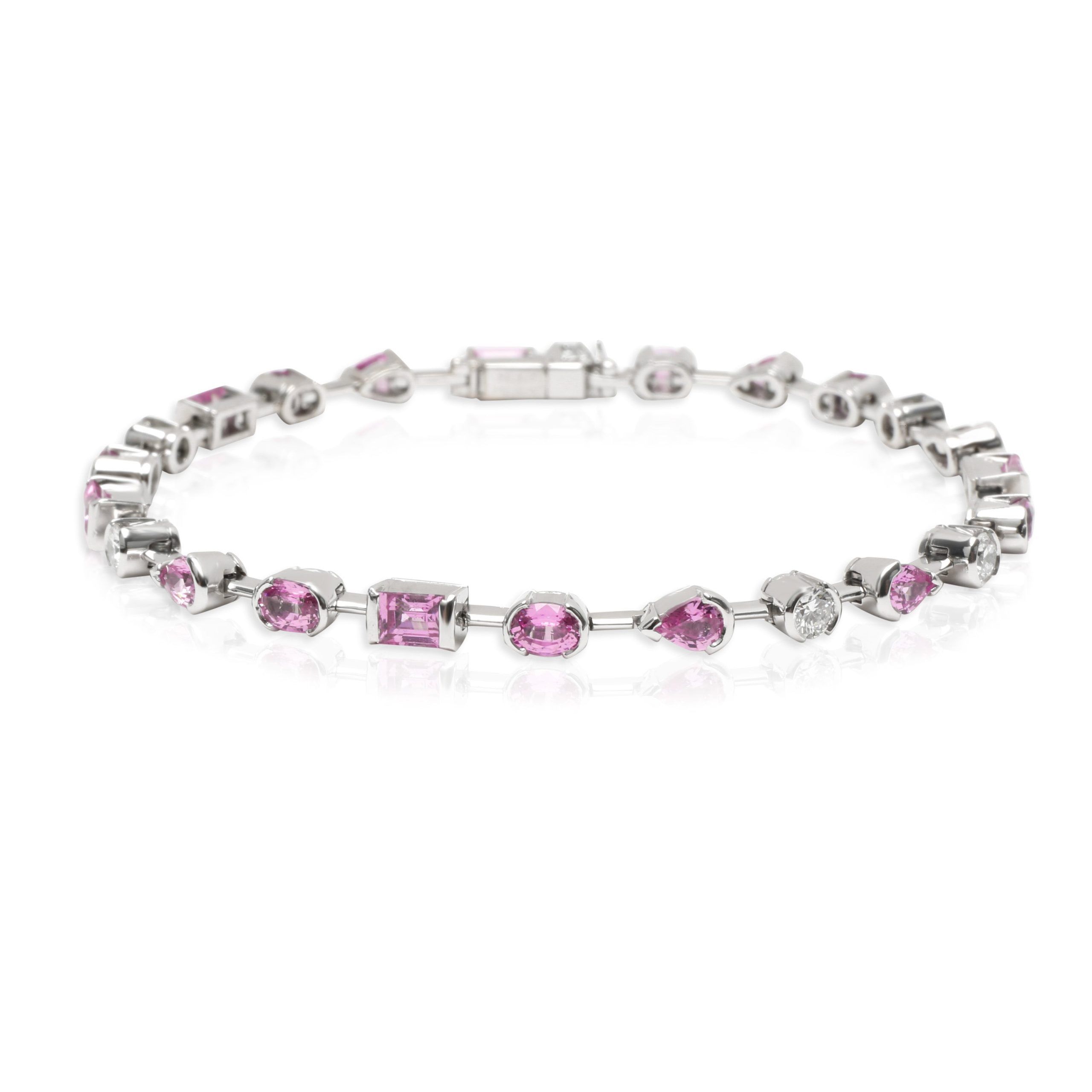 image of Cartier Meli Melo Pink Sapphire & Diamond Bracelet In 18K White Gold 0.6 Ctw, Women's