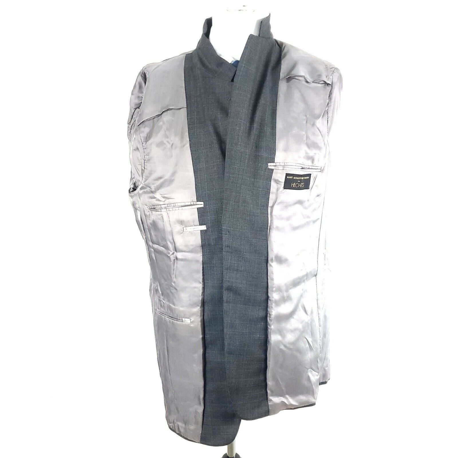 Hart Schaffner Marx Hart Schaffner Marx 44L 2 Button Glen Plaid Windowpane Wool Size 44L - 10 Thumbnail