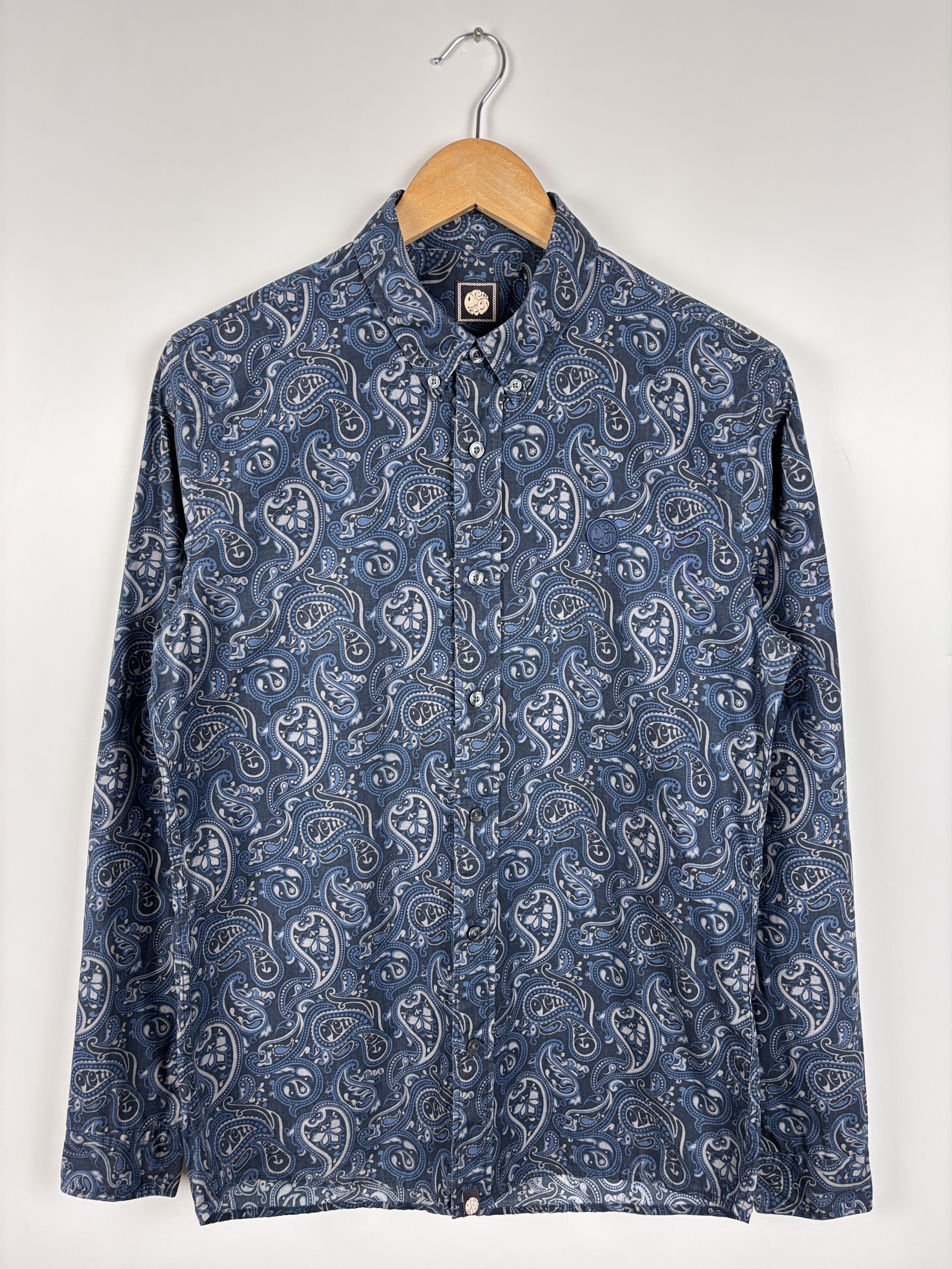 Pretty Green Pretty Green Plaisey Button Down Shirt Slim Fit Blue S Size US S / EU 44-46 / 1 - 1 Thumbnail