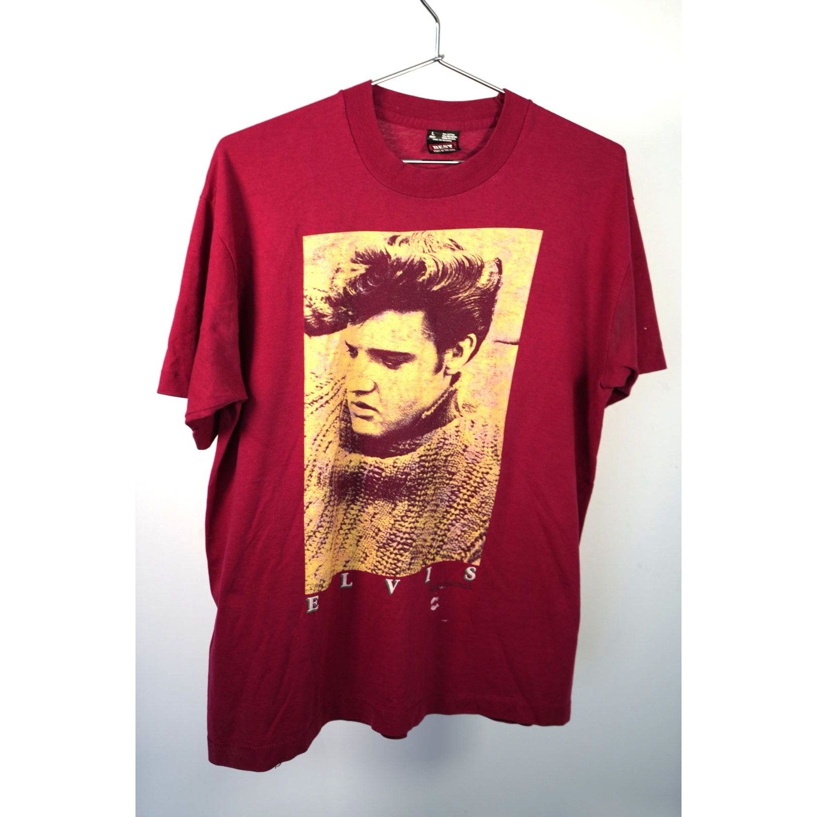 Vintage FOTL Elvis Presley Graphic Tee Shirt Maroon L Single