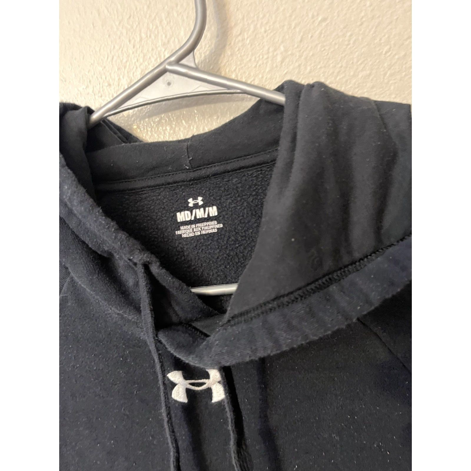 Under Armour Under Armour Hoodie Mens Size Medium Black Logo Fleece Pullover Sweatshirt Crew Neck Distressed Regular Fit Size US M / EU 48-50 / 2 - 2 Thumbnail