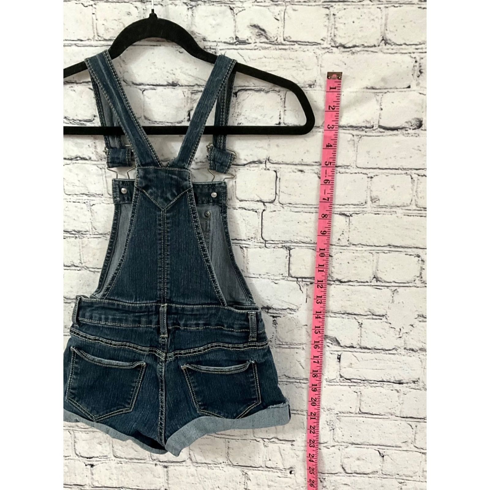 Jordache Jordache Denim Overalls Juniors Size 7/8 Y2K 90's Distressed Blue Cuffs Women's Overall Sleeveless Square Neck Pockets Regular 90s Summer Spring Blue Size 40" / US 18 - 5 Thumbnail