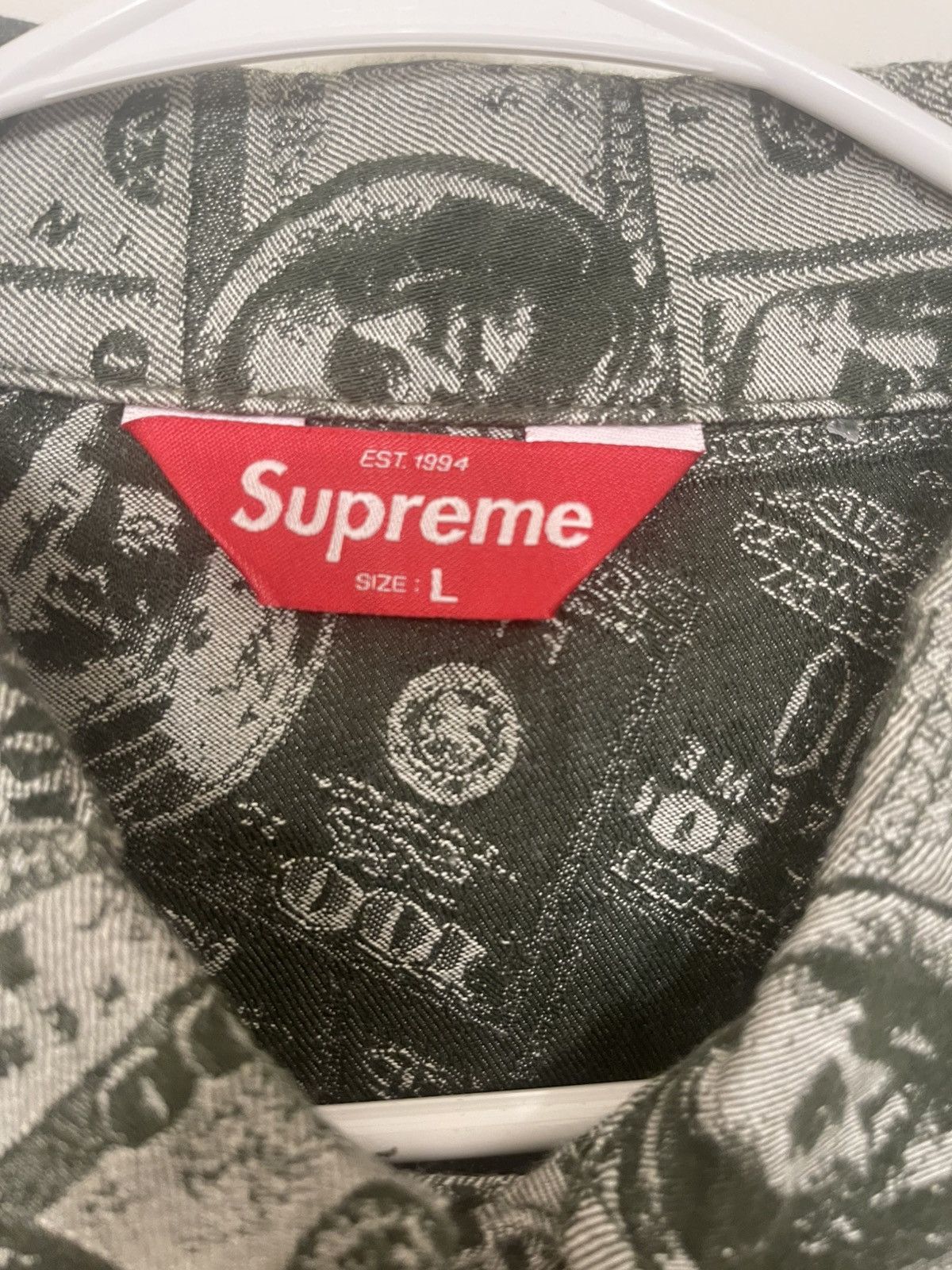 Supreme SUPREME 100 DOLLAR DENIM JACKET LARGE FLAWLESS Size US L / EU 52-54 / 3 - 3 Thumbnail