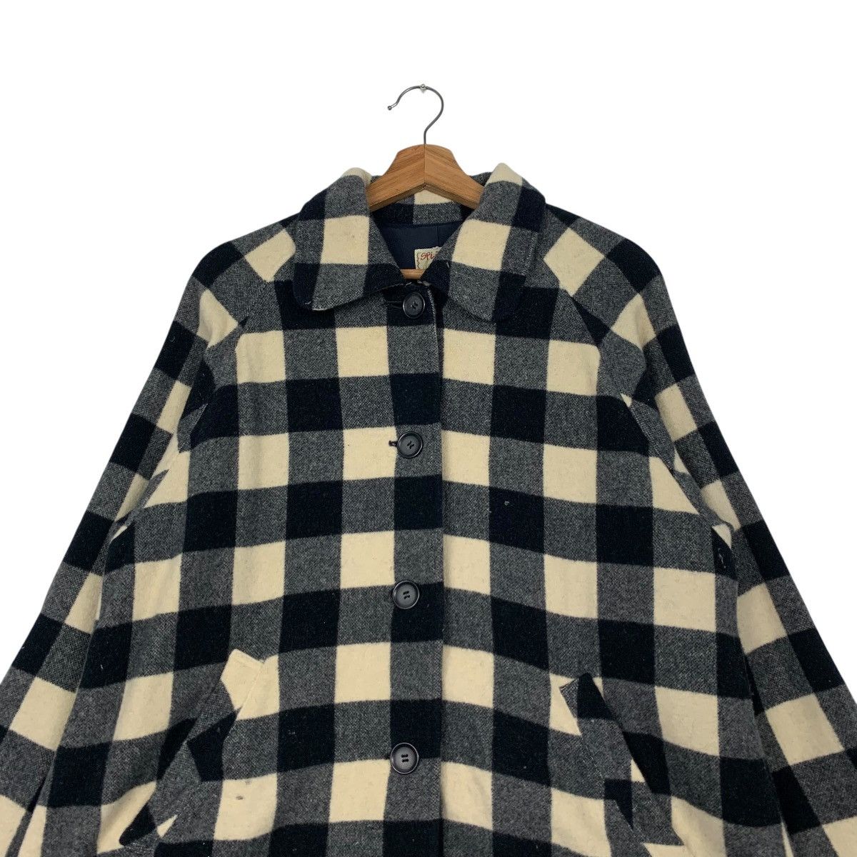 Japanese Brand SPLASH ROAD Checked Wool Coat Jacket #2265-C100 Size XL / US 12-14 / IT 48-50 - 2 Thumbnail