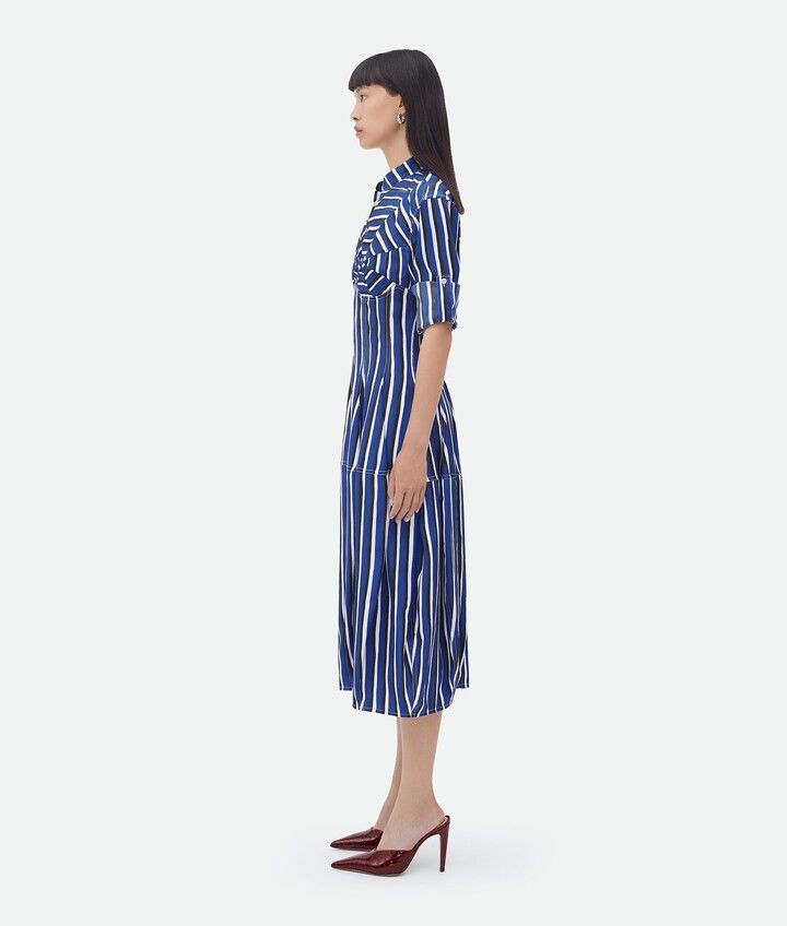 Bottega Veneta o1w1db10825 Stripe Print Viscose And Silk Dress Multicolor Size XS / US 0-2 / IT 36-38 - 2 Thumbnail