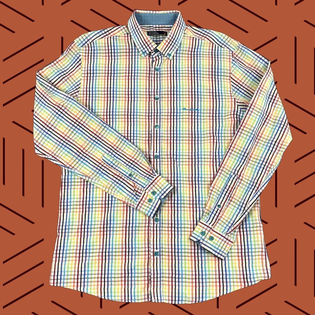 Breitling THOMAS BREITLING Shirt Mens XL Multicolor Striped Plaid Button-Down Preppy Colorful Size US XL / EU 56 / 4 - 1 Thumbnail