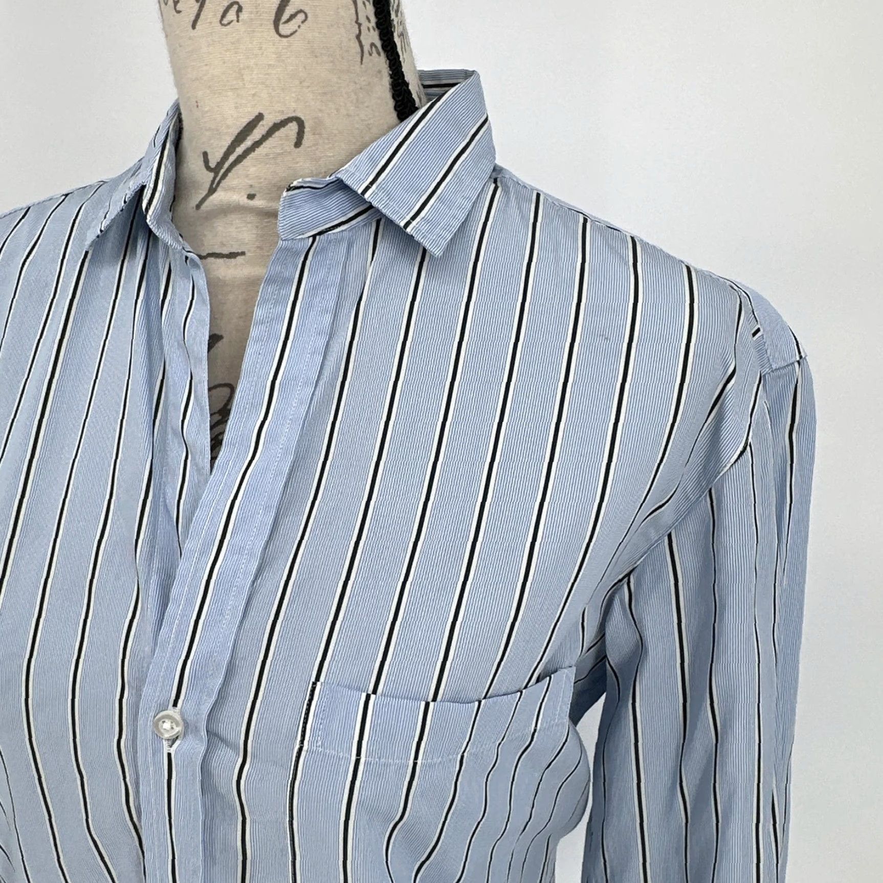 Frank & Eileen Frank & Eileen Shirt Womens XS Blue Striped Joedy Tunic Button Up Cotton Top Size XS / US 0-2 / IT 36-38 - 2 Thumbnail