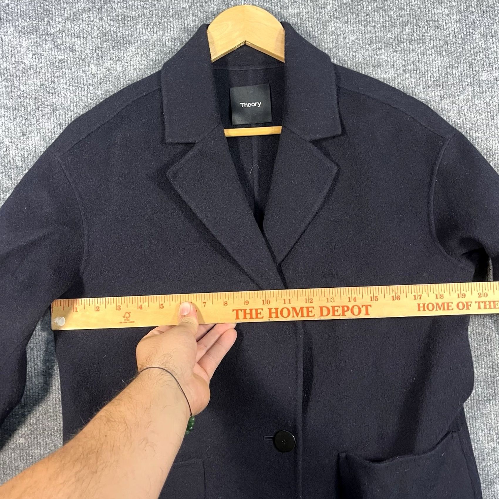 Theory Theory Trench Coat Women Coat Dark Blue Buckle Collared Wool Blend Size M Regular Fall Classic Long Sleeve 42% Cotton 41% Polyester 17% Wool- 59? Size M / US 6-8 / IT 42-44 - 3 Thumbnail