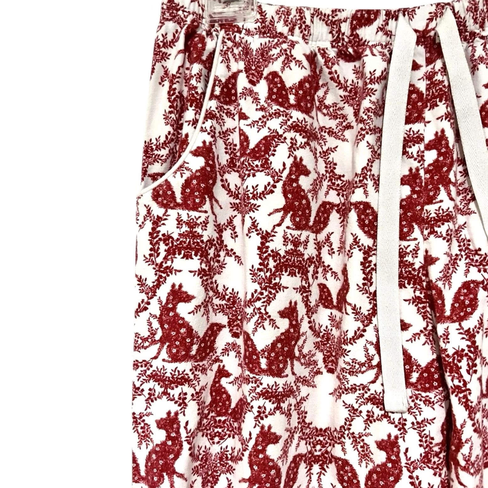 Vintage VINTAGE Van Winkle & Co. Flannel Pajama Pants Soft Ref White Fox Print Floral Pattern Size L Women's Pajama Pants Elastic Drawstring 100% Cotton Size 36" / US 14 / IT 50 - 2 Thumbnail