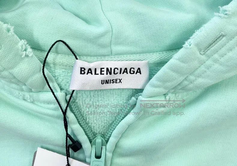 Balenciaga Balenciaga Green Solid Embroidered Logo Zip Hoodie Size US M / EU 48-50 / 2 - 4 Thumbnail