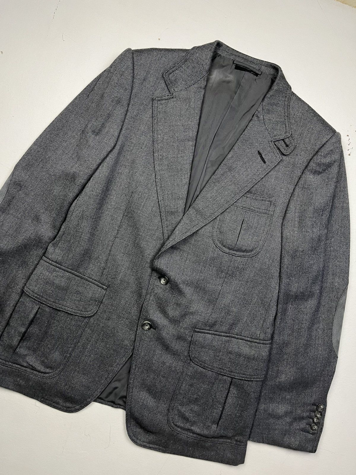 Tom Ford Tom Ford Gray Tailored Jacket with Leather Suede Detailing Size 52R - 6 Thumbnail