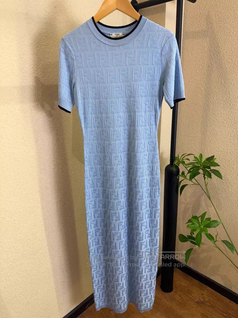 Fendi Fendi Blue Monogram Print Dress Size XXS / US 00 / IT 34 - 1 Thumbnail