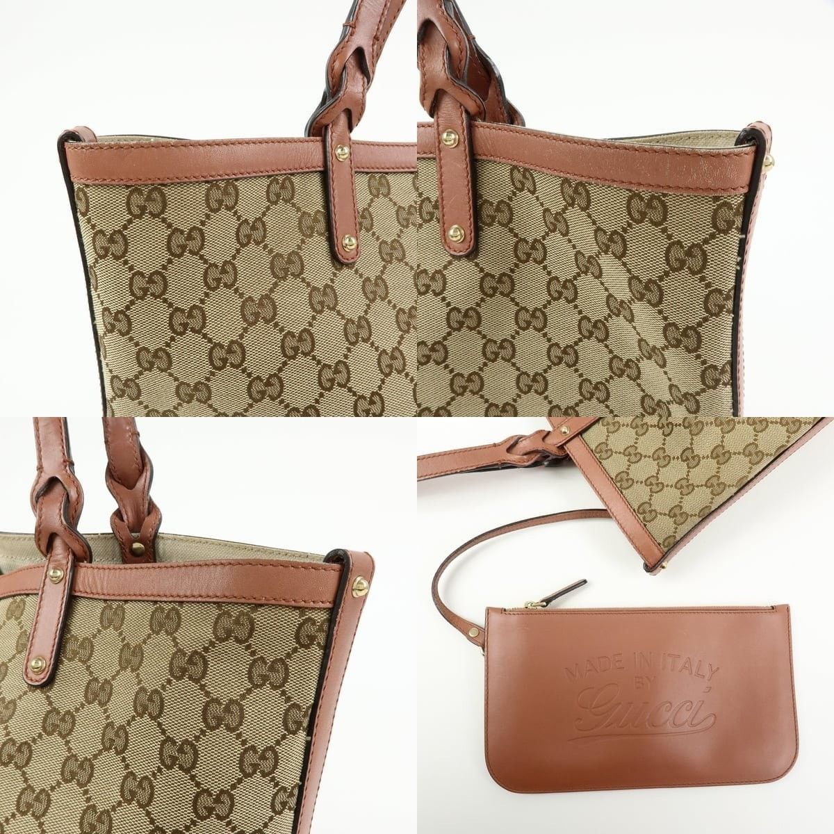 Gucci Gucci GG Canvas & Leather Tote Tan Size ONE SIZE - 6 Thumbnail