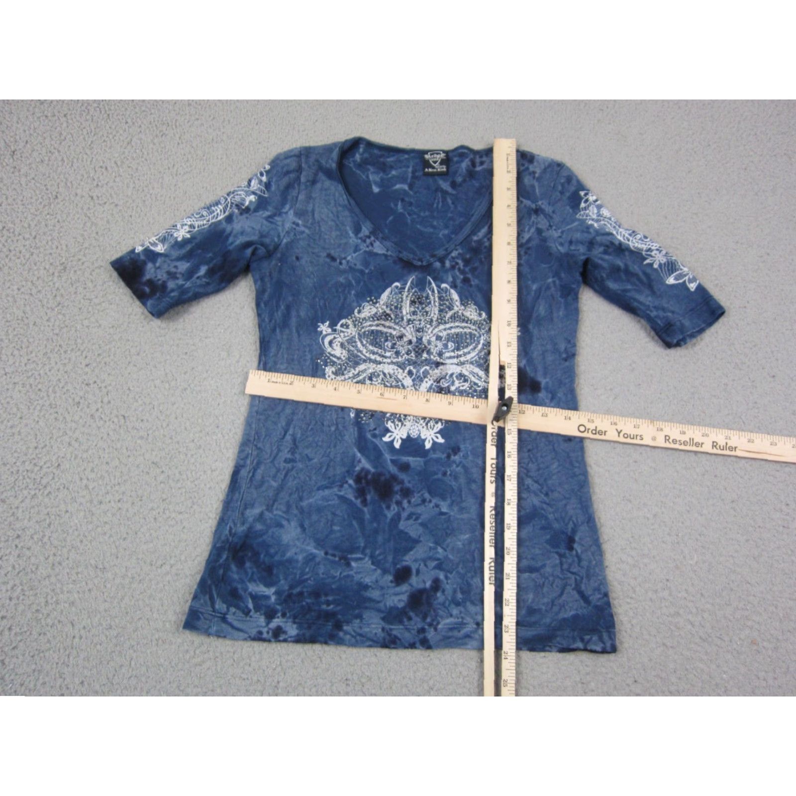 Vintage Sledge Shirt Womens M Blue Tie Dye Beaded Short Sleeve USA Made Size M / US 6-8 / IT 42-44 - 6 Thumbnail
