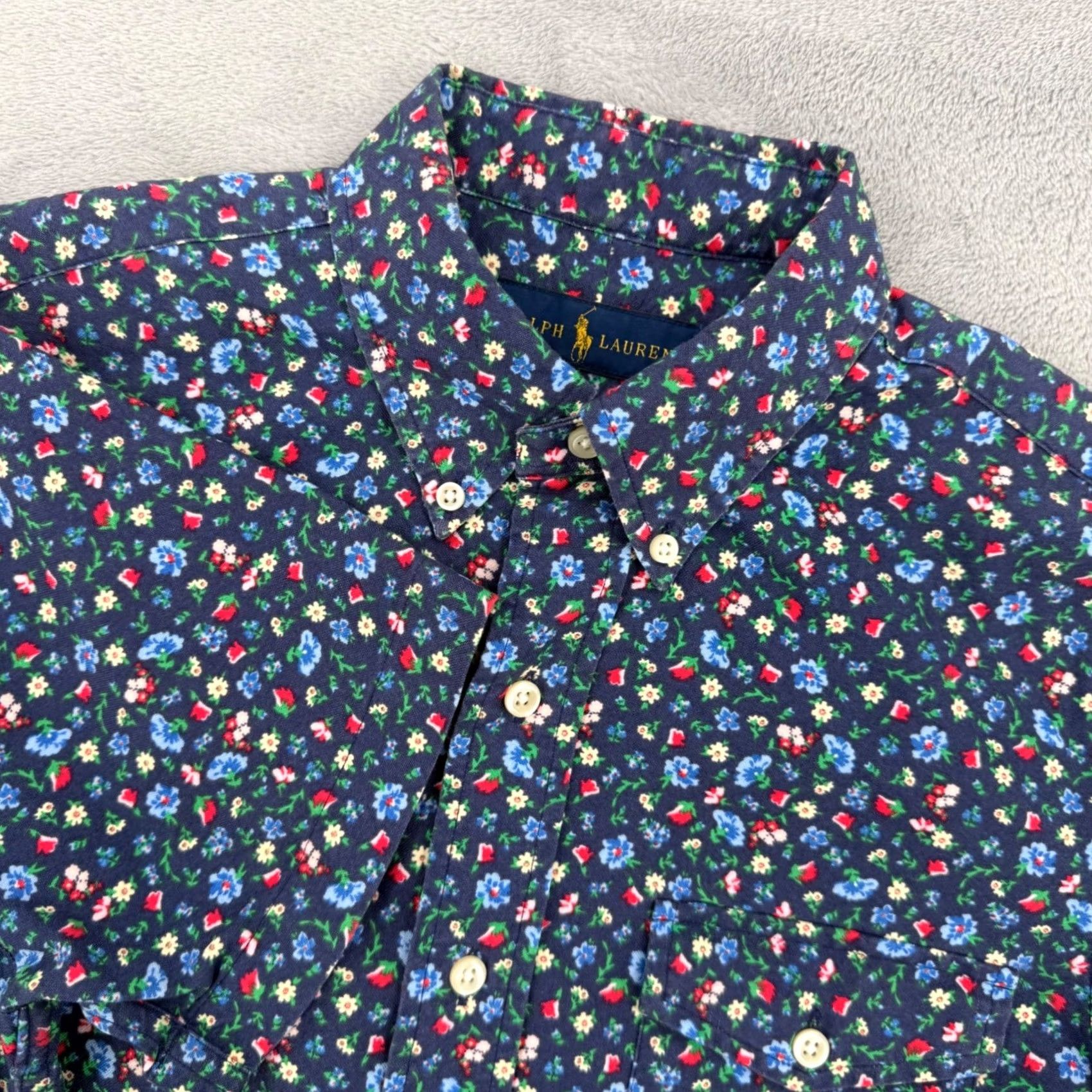 Polo Ralph Lauren Polo Ralph Lauren Mens Floral Button-Down Shirt Navy Blue Cotton Size S Size US S / EU 44-46 / 1 - 2 Thumbnail
