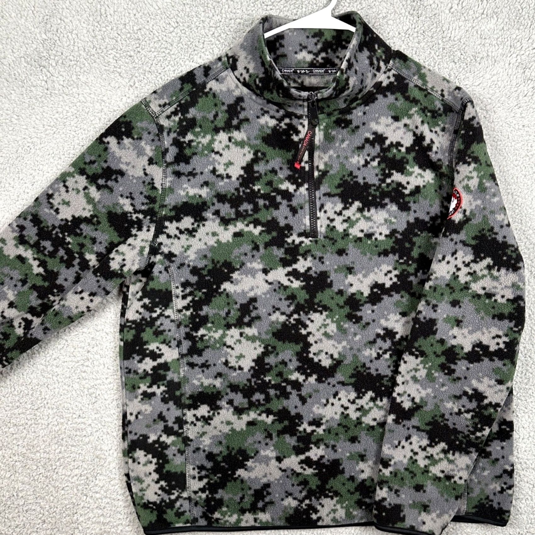 Vintage Canada Weathergear Jacket Fleece Mens Large Green Gray Digital Camo Quarter Zip Size US L / EU 52-54 / 3 - 2 Thumbnail
