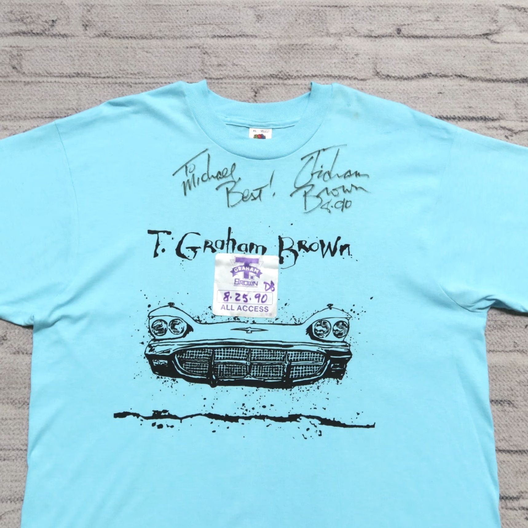 Fruit Of The Loom Vintage T Graham Brown Bumper to Bumper Tour Shirt XL Blue Mens T-Shirt Size US XL / EU 56 / 4 - 3 Thumbnail