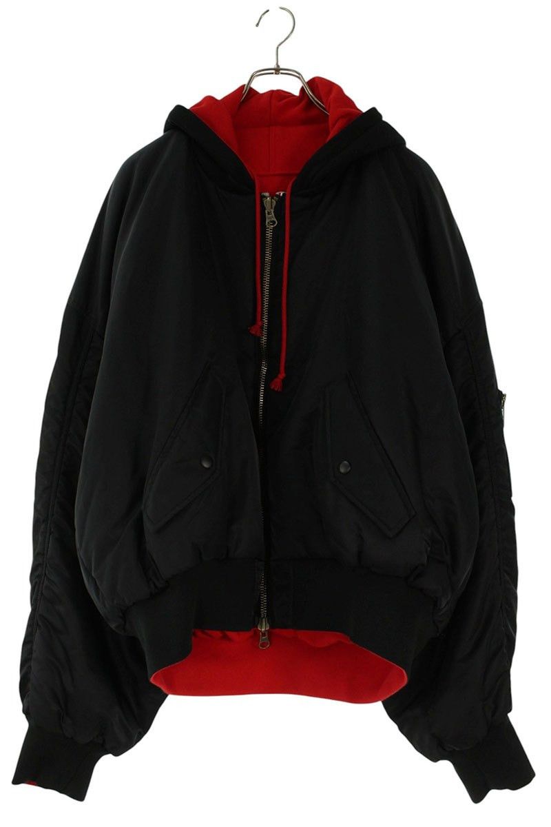 PROJECT G/R PROJECT GR REVERSIBLE HOODIE MA-1 JACKET- BLACK/RED