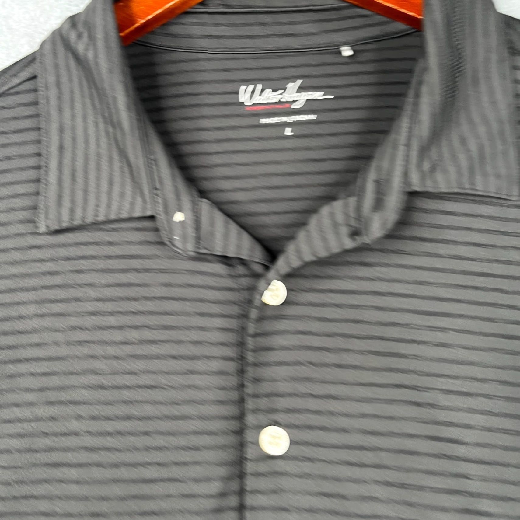 Vintage Walter Hagen Performance Golf Polo Shirt Mens Large Black Striped Stretch Polo Casual Sports Golf Shirt Mens L Black Striped Stretch Walter Hagen Size US L / EU 52-54 / 3 - 4 Thumbnail