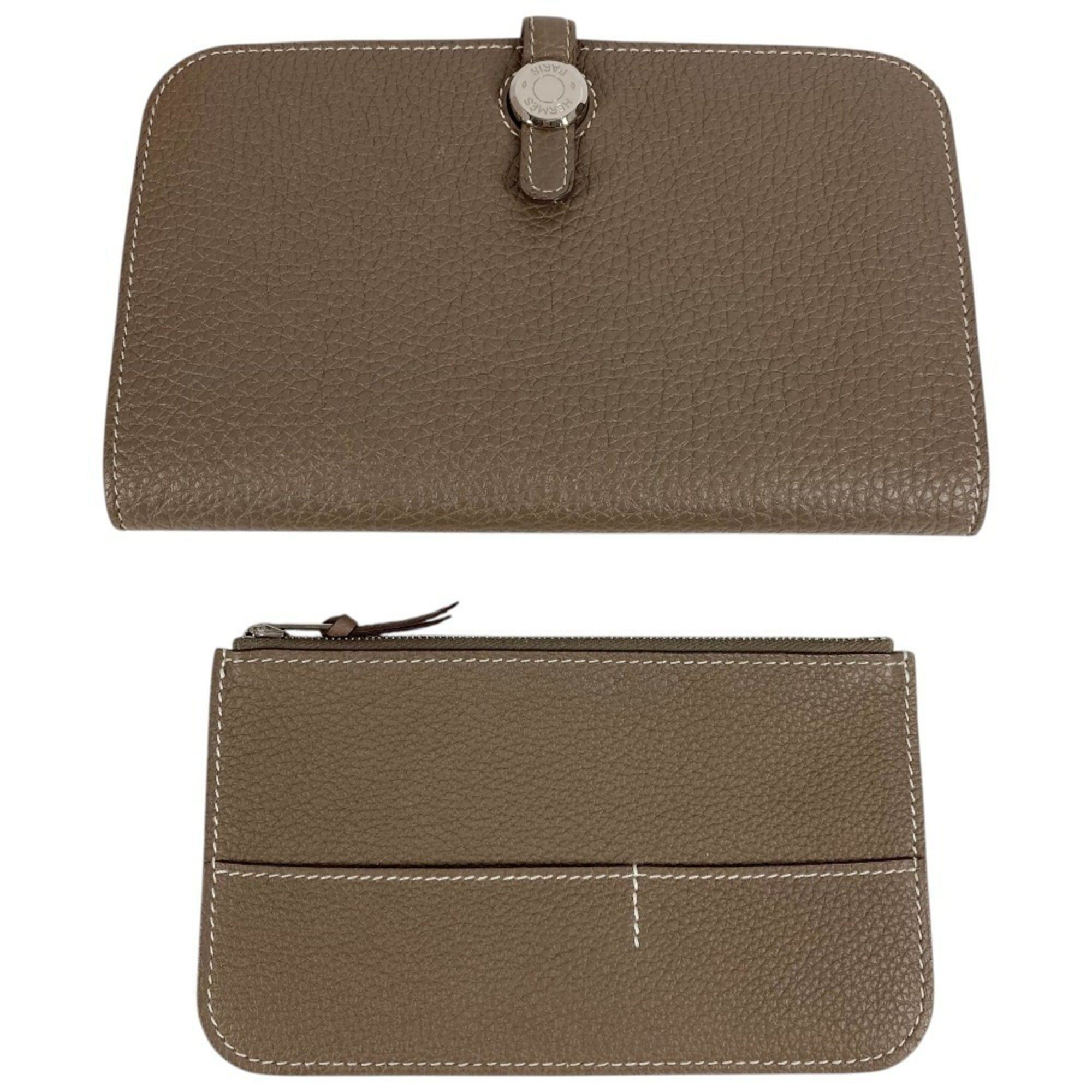 Hermes HERMES Dogon Duo GM Wallet, Long Togo Leather, Men's/Women's, Etoupe Gray Size ONE SIZE - 1 Thumbnail