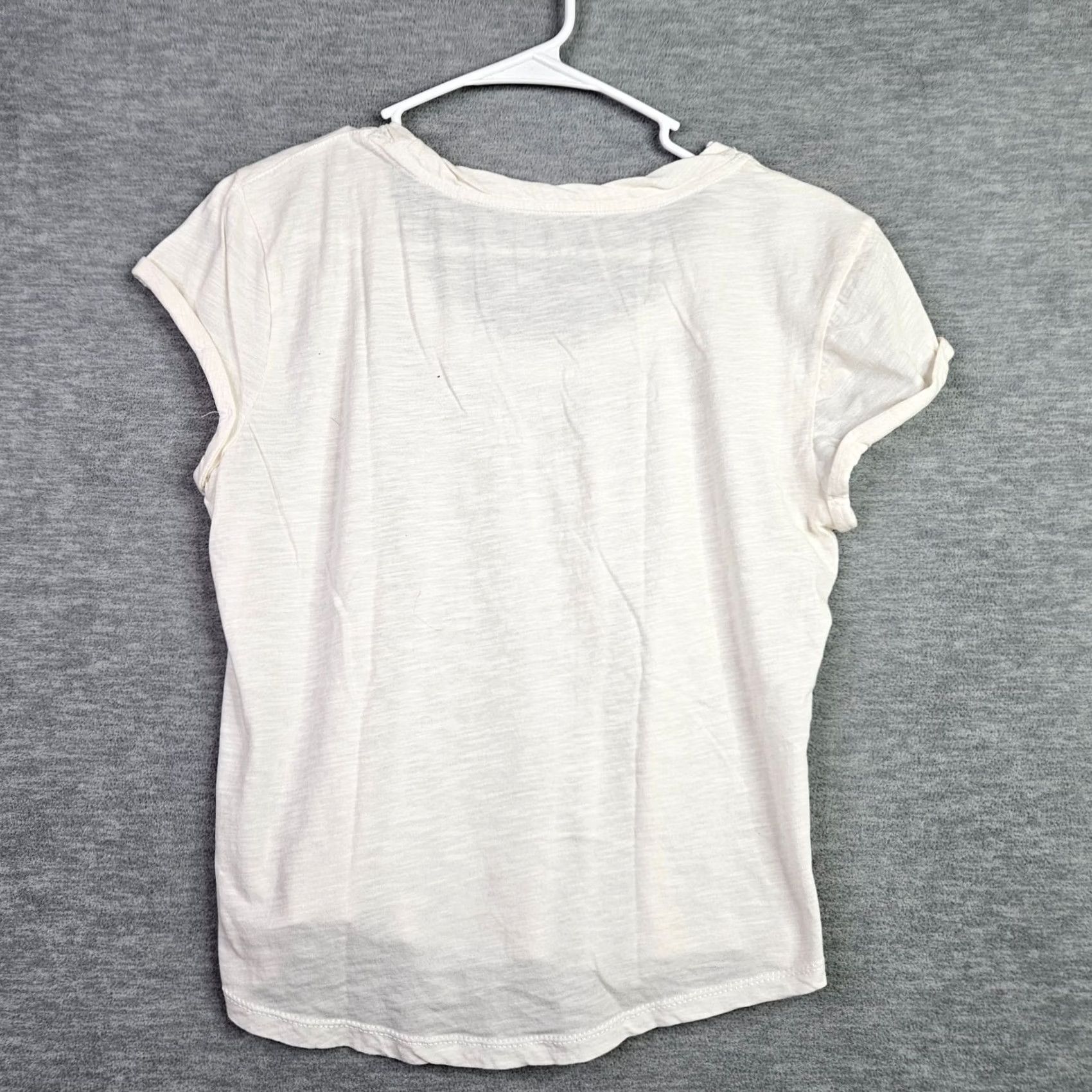 Anthropologie Pilcro Anthropologie Women’s SP Ivory Short Sleeve T-Shirt Top Knit Cotton Blend Regular round neck Basic Casual All Seasons Size S / US 4 / IT 40 - 2 Thumbnail