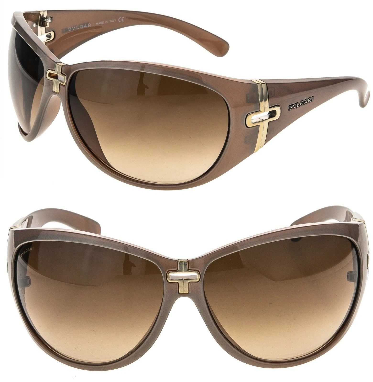 Bvlgari BVLGARI BV8040S 8040 Brown Gold Pearl Wrap Mask Sunglasses Size ONE SIZE - 1 Thumbnail