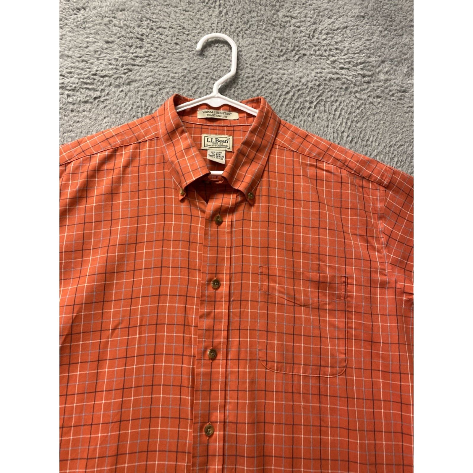 Vintage VINTAGE LL BEAN Men’s Short Sleeve Cotton Plaid Shirt XL Orange Casual Size US XL / EU 56 / 4 - 3 Thumbnail
