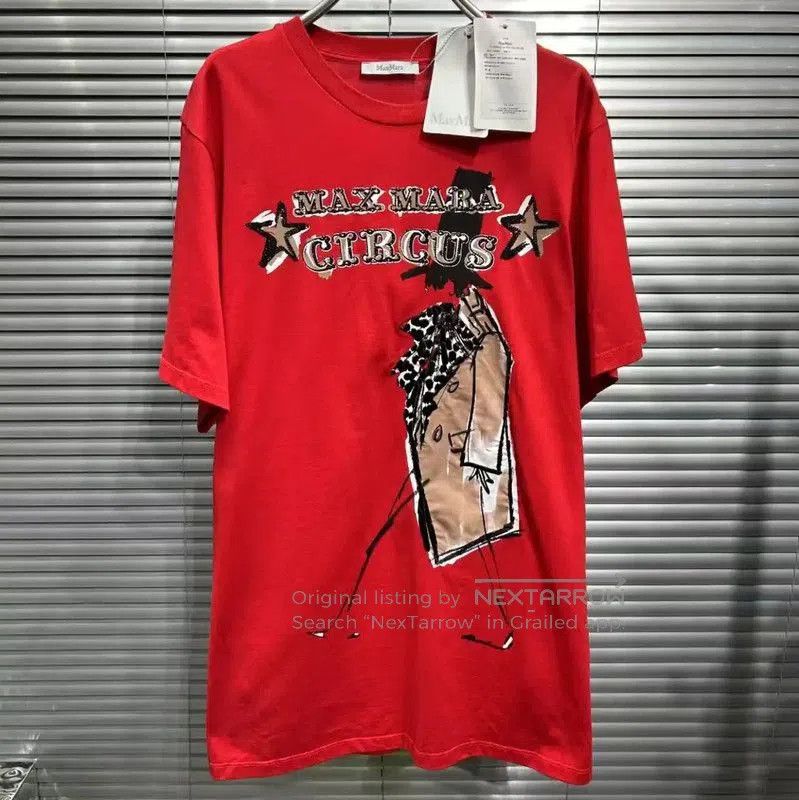 Max Mara MaxMara Circus Summer Red Cotton T-Shirt . Size S / US 4 / IT 40 - 1 Thumbnail