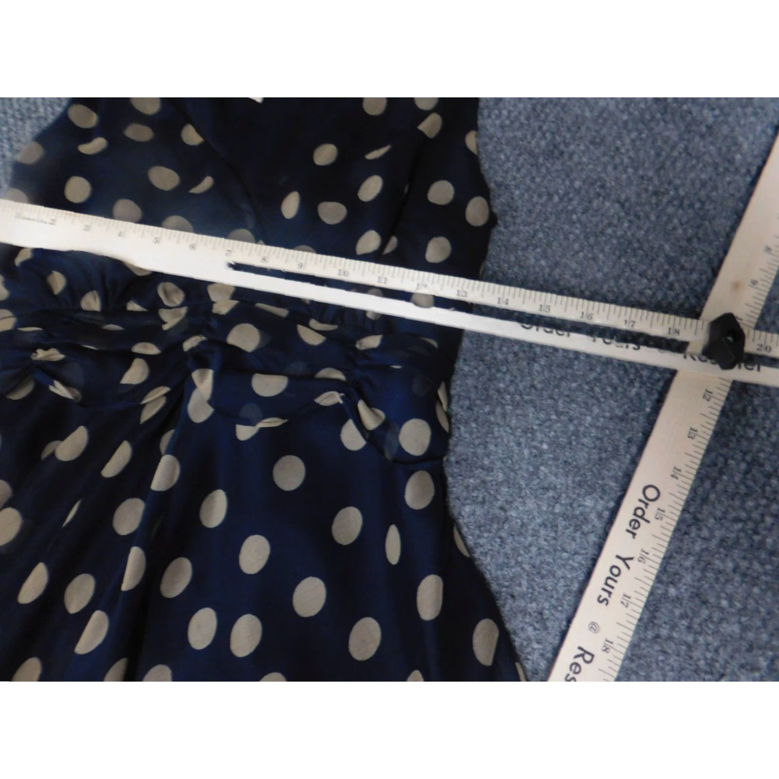 Vintage Jonathan Martin Womens Dress 8 Midi A-Line Ruffles Blue Dot Sleeveless Crew Neck Zip 90s Fall Size M / US 6-8 / IT 42-44 - 2 Thumbnail